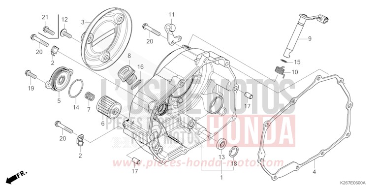 RIGHT CRANKCASE COVER for MSX GROM A GAYETY RED (R310) from 2022